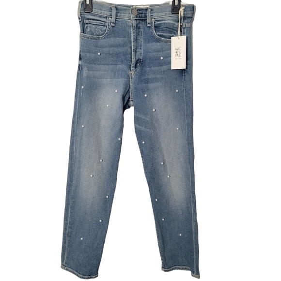 Mcguire Mrs Robinson Oh You Fancy Pearl Embellished Straight Leg Jeans - Picture 2 of 13
